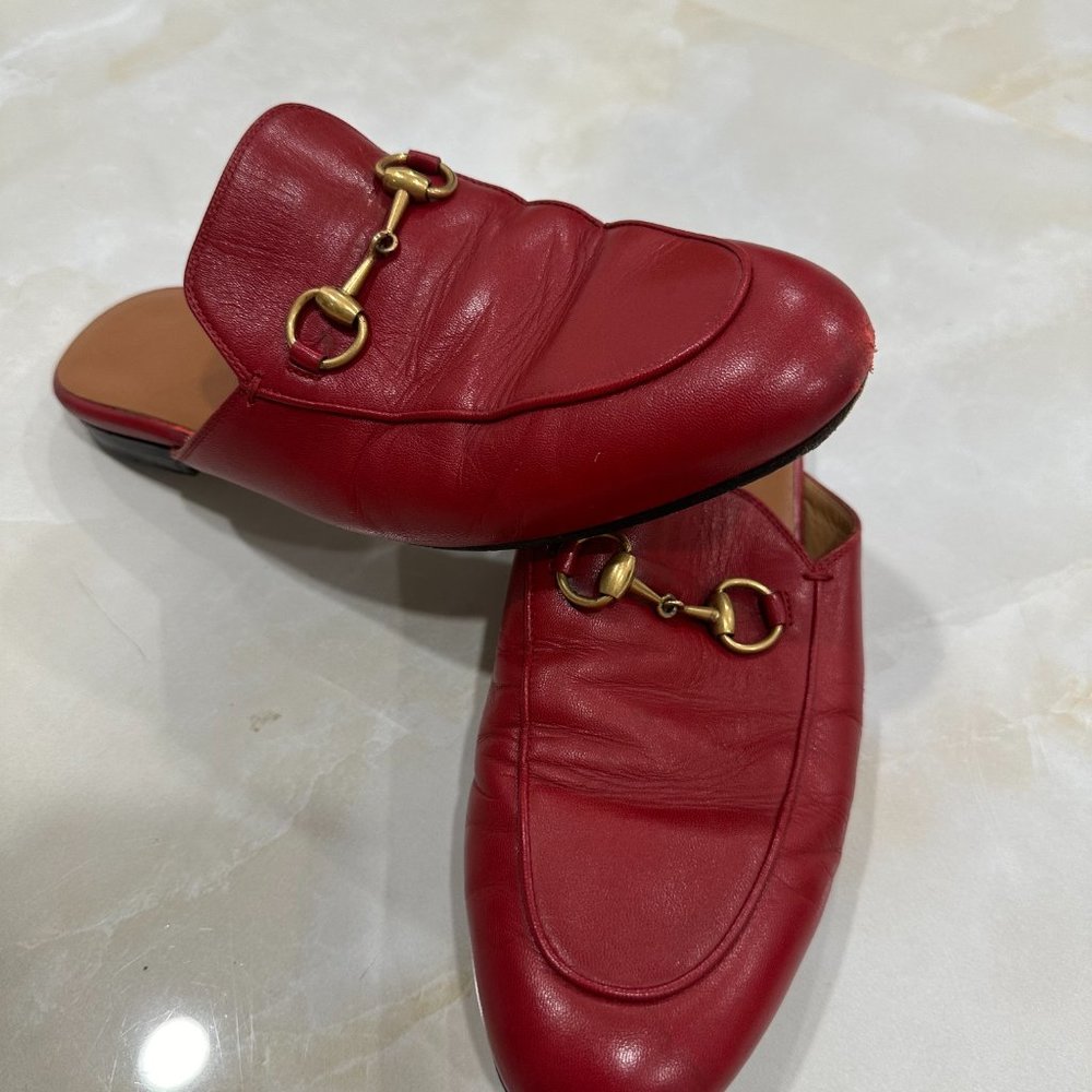 Gucci Princetown Red Slip-Ons - Size 37 EU